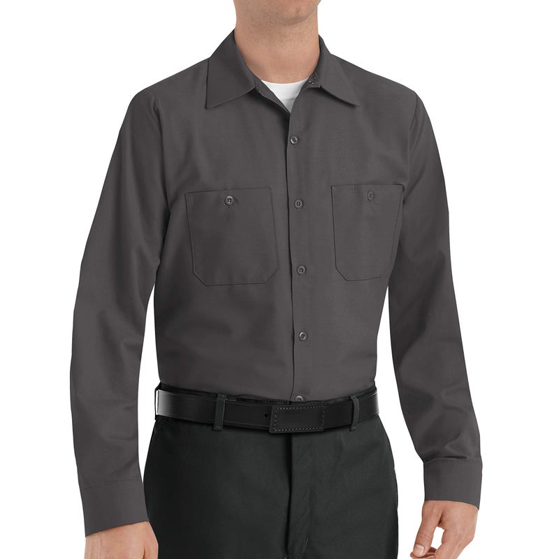 Red Kap Men's Industrial Work Shirt, Regular Fit, Long Sleeve, Charcoal, Large - Image 4
